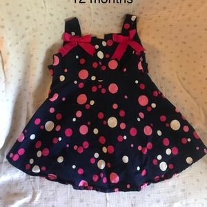 Navy with pink polka dot dress